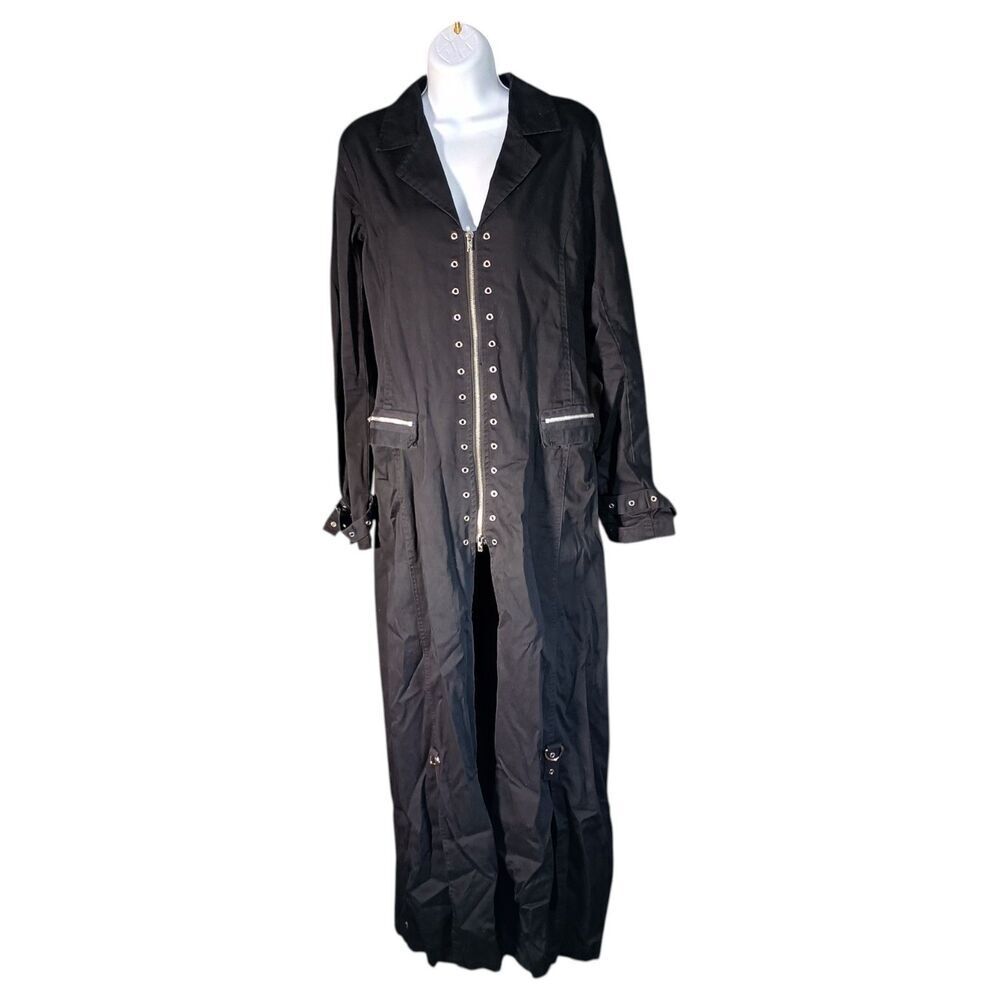 Tripp NYC Goth Dress Womens XL Long Black Front Zip Long Sleeve Cotton - Picture 2 of 7